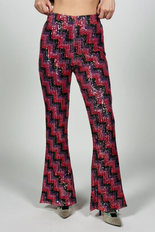 Designed Elegant Red Colors Sequin Pants  SEVEN