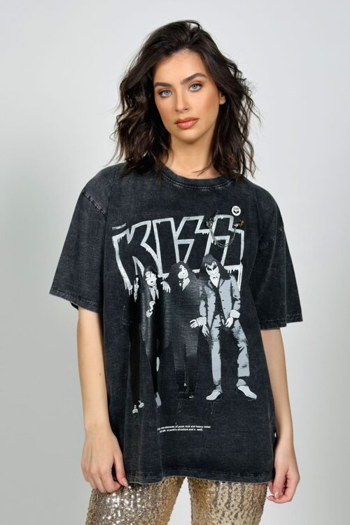 Washed  Black T Shirt   PUNK