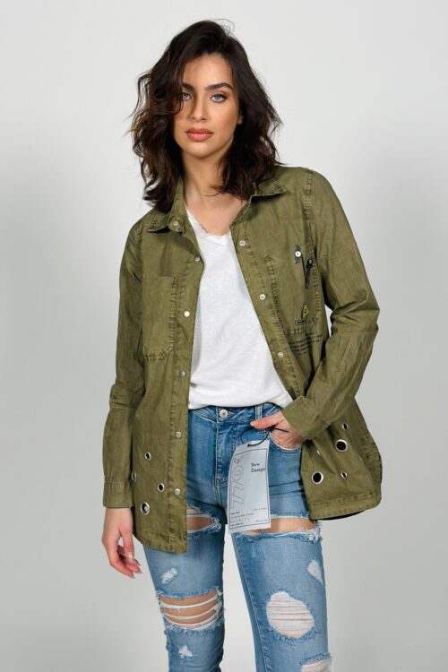 Long Olive Green  Buttoned  Top  HANDMADE