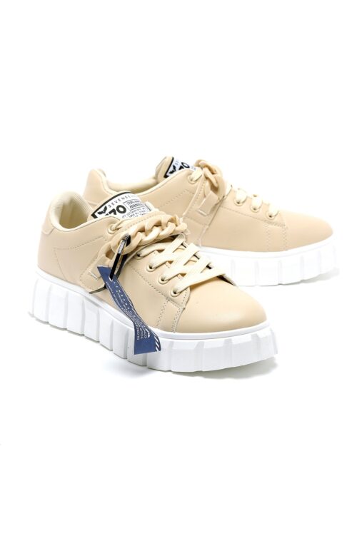 Beige Designed Chain Sneackers 770 