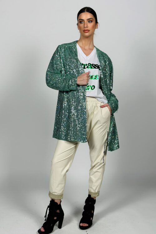 Sequin Blazer Long Opened Cut  GLAM