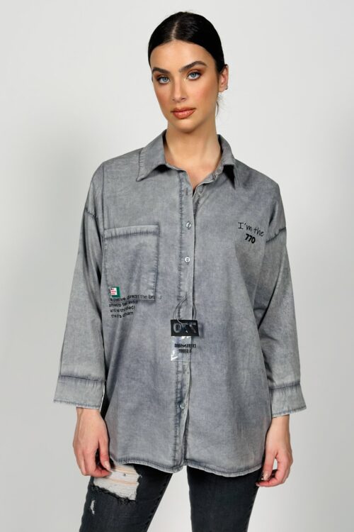 Buttoned up Washed Gray Shirt  CHARM