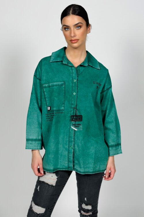 Buttoned up Washed Gray Shirt  CHARM