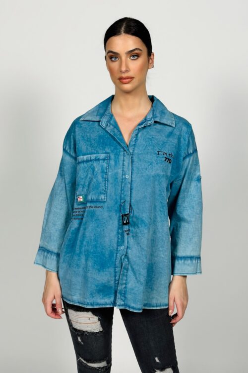 Buttoned up Washed Gray Shirt  CHARM
