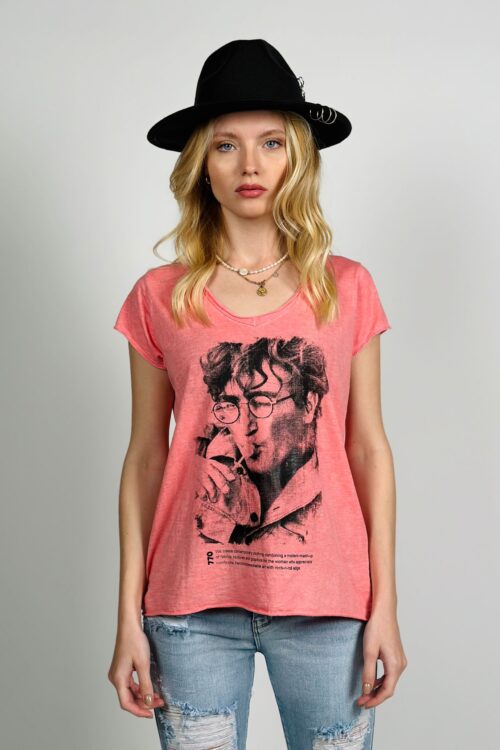 Washed Printed Basic T Shirt  JOHN