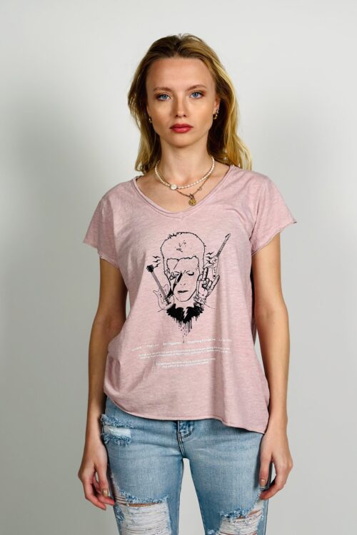 Washed Printed Basic T Shirt  DAVID