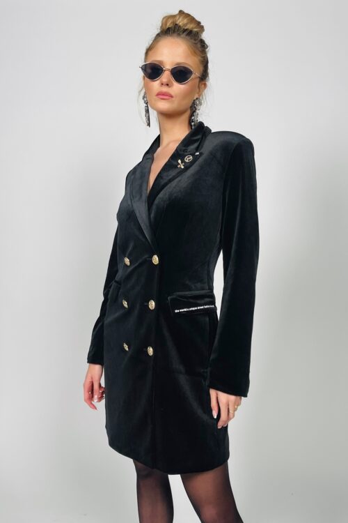 Black Velvet Blazer Jacket Dress   CHIC
