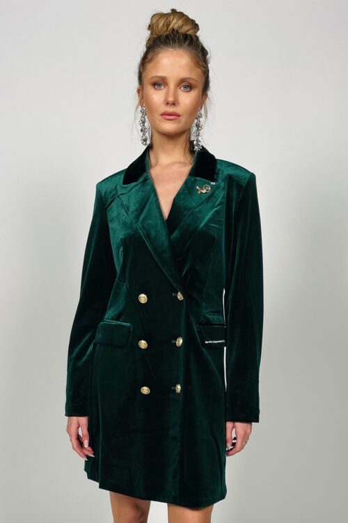 Green Velvet Blazer Jacket Dress   CHIC