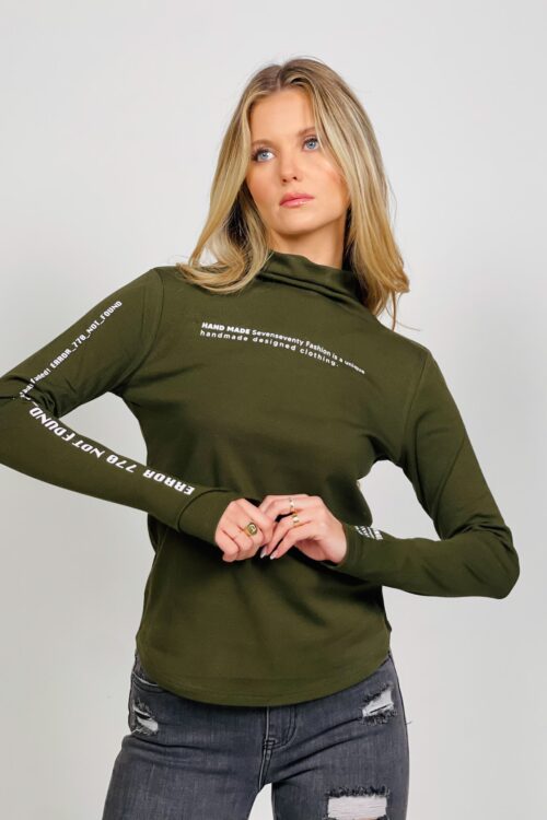 Olive Green Long Sleeves Basic Cotton Top  ERROR