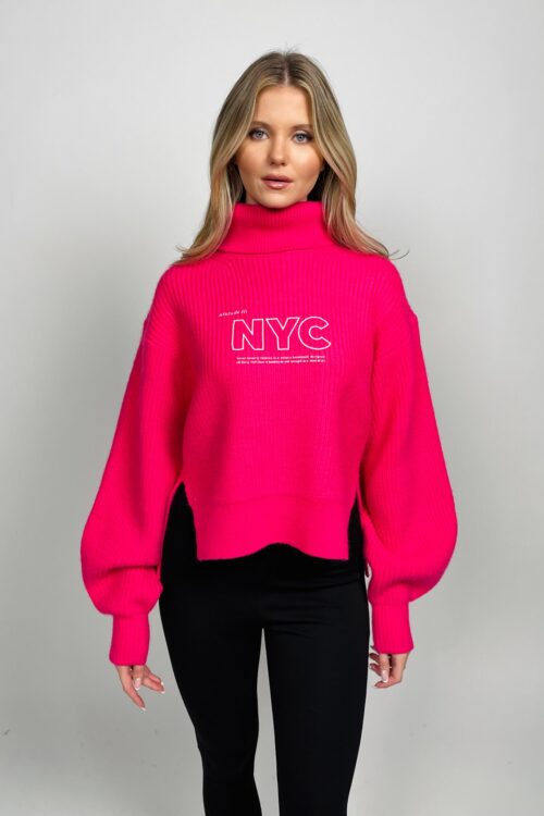 Pink Wide Long Sleeves Knit Top  NYC
