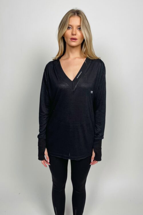 Black Long Sleeves Basic Cotton Top  LOVE