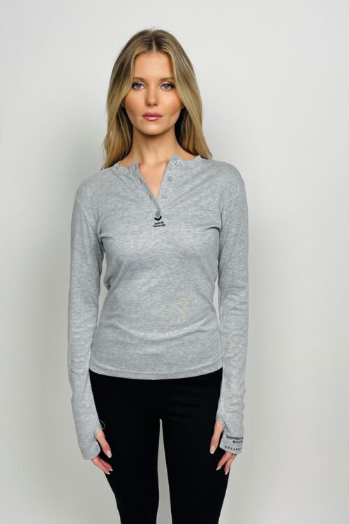 Gray Long Sleeves Basic Cotton Top HOLYLAND