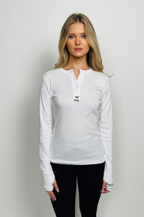 White Long Sleeves Basic Cotton Top HOLYLAND