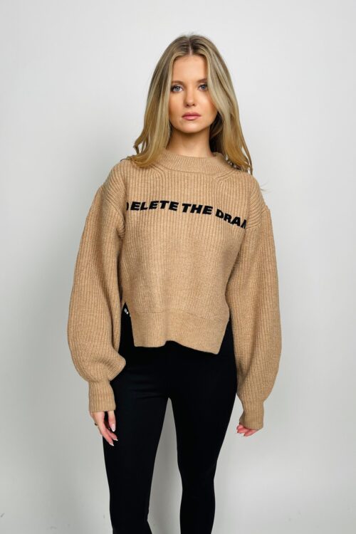Gray Wide Long Sleeves Knit Top  DRAMA