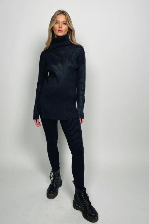 2 Piece Black Color Knit Jogger Set  SEVEN