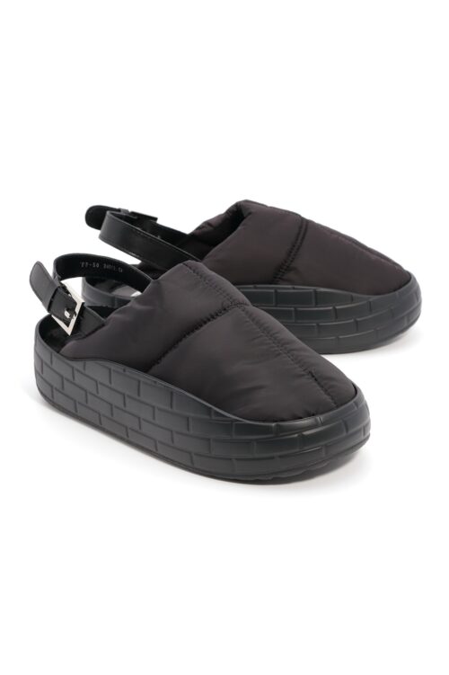 Black Nylon  Designed Closed Front Sandals STYLE