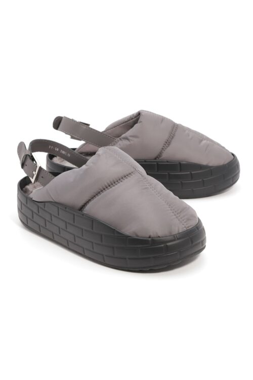 Gray Nylon  Designed Closed Front Sandals STYLE