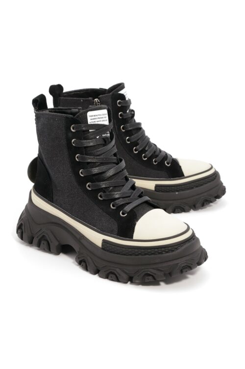 Black Designed Ankle Boots BLACK