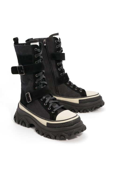Black Designed Boots GROUND