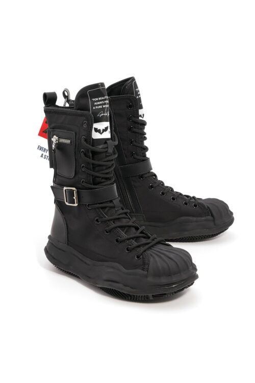 Black Designed Nylon Boots COLORS