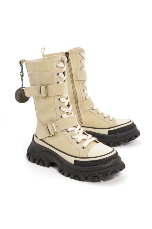 Beige  Designed Boots GROUND