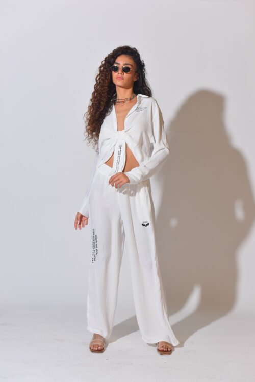 Two Piece White long Set  DETAILS