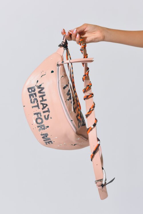 Hand Made Designed Leather Pink Side Bag NOW