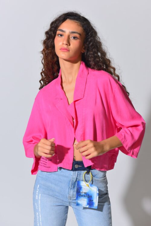 Pink Unique Design Short Cut Opened Jacket  SEVEN