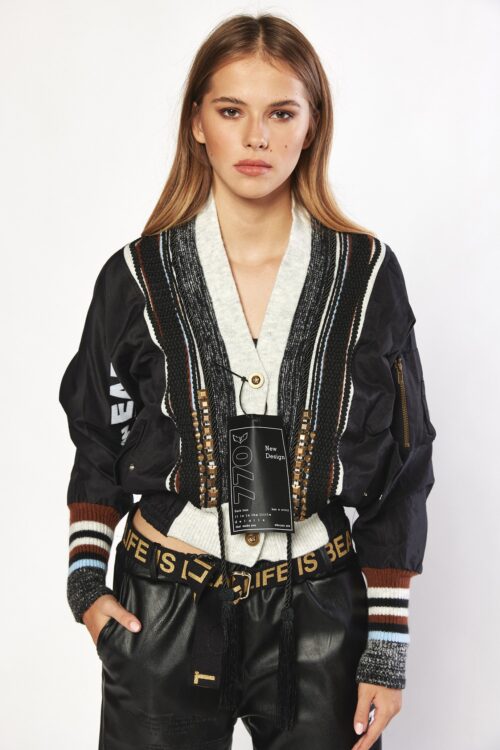 Black  Long Sleeves Designed Jacket  WORLD