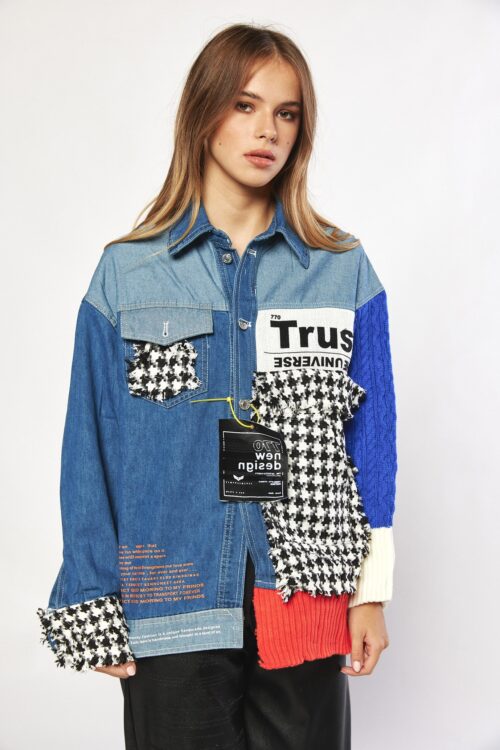 Blue Denim  With Colorful Knit Jacket  TRUST