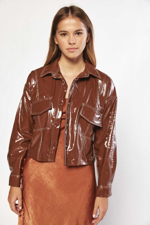 Brown Vinyl  Sporty Jacket ALONE