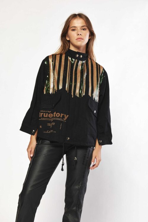 Black  Denim  With  Sequins Jacket  ART