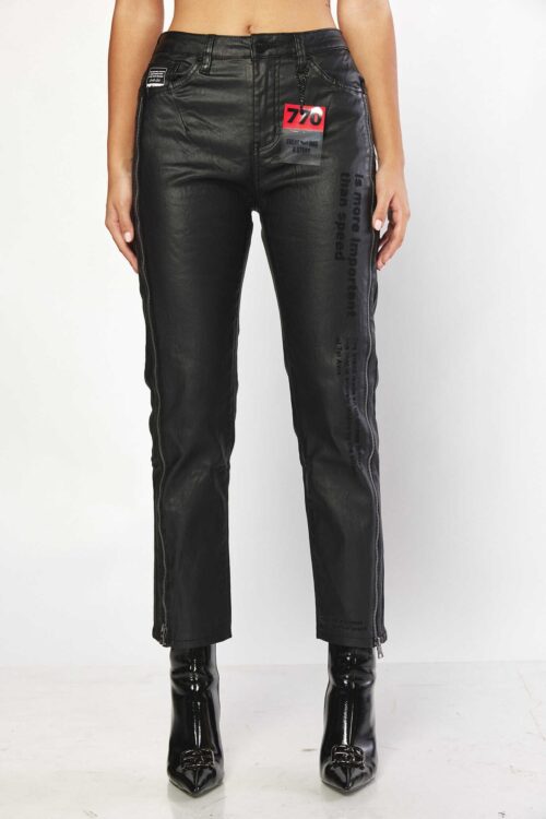 Designed Black Faux Leather Pants SEVEN