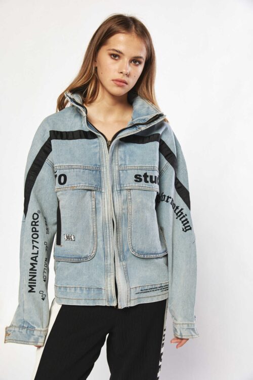 Long Light Blue Denim Wide Jacket  STUDIO