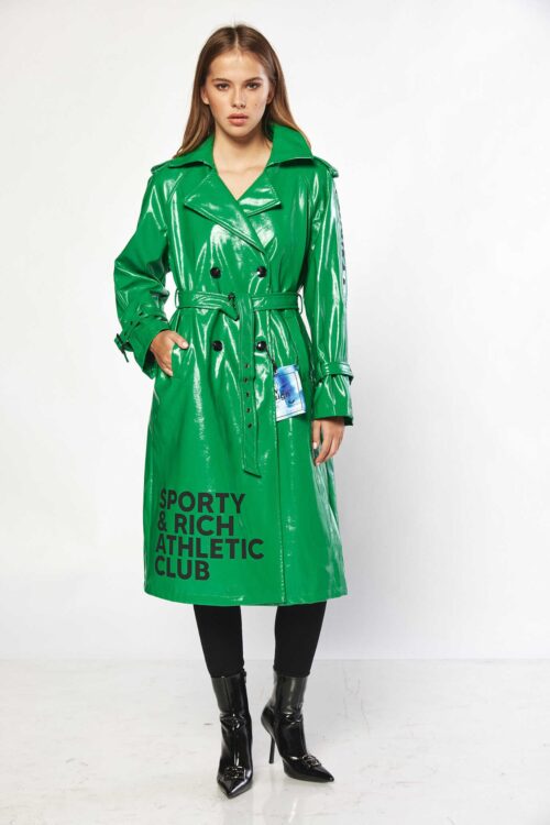  Designed Green Long vinyl Coat Jacket SPORTY