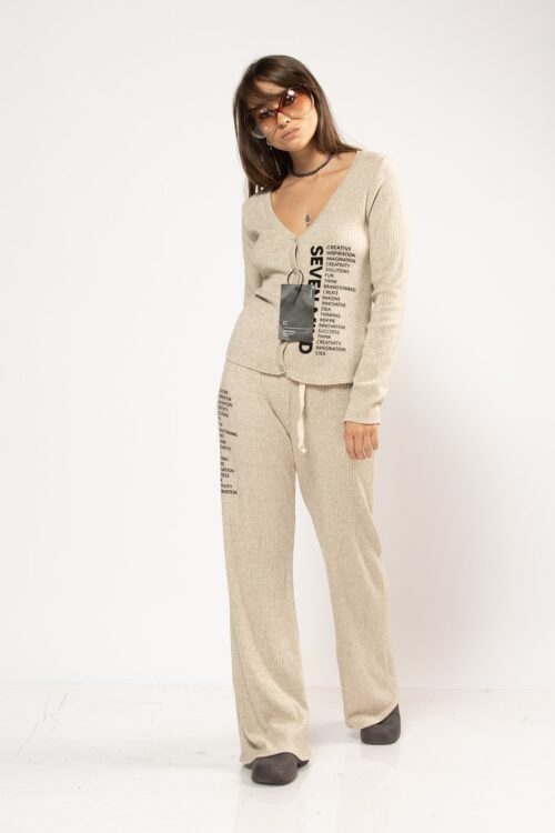 2 Piece Beige Knit  Set  MIND