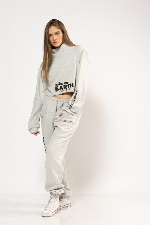 Gray Two Piece Pollover Stylish Set  EARTH