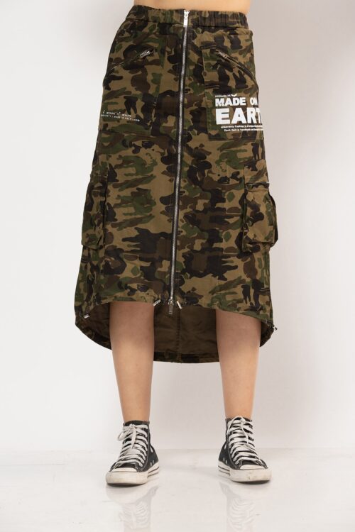 Camouflaged Cargo Midi Skirt EARTH