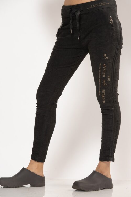 Designed Velvet Black Jogger Pants 770