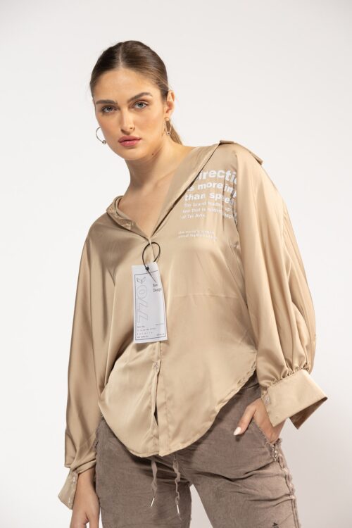 Beige  Buttoned up Satin Shirt DIRECTION