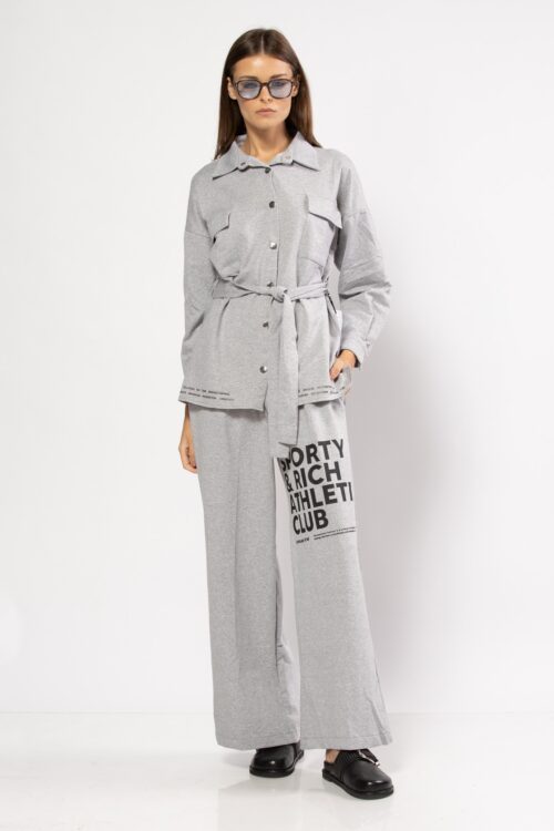 Gray Two Piece Pollover Stylish Set  SPORTY