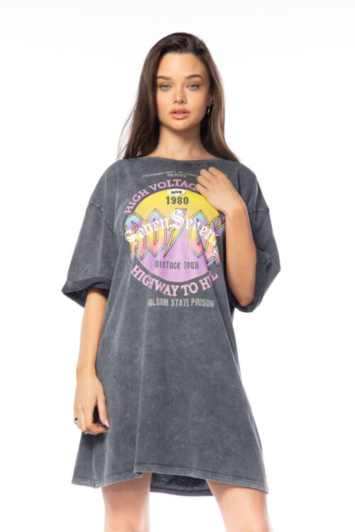 Short Sleeve Designed  Gray Dress   HIGHWAY