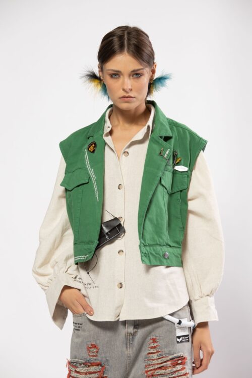 Green Denim Vest Top CREATE