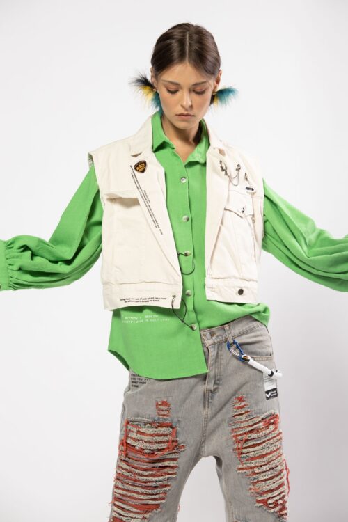 Beige Denim Vest Top CREATE