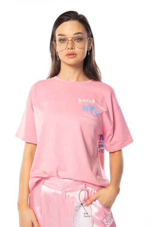  Designed Washed Pink T- Shirt  NYC