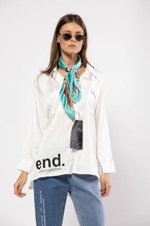 White Buttoned up Satin Shirt END