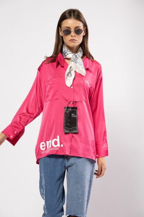 Pink Buttoned up Satin Shirt END