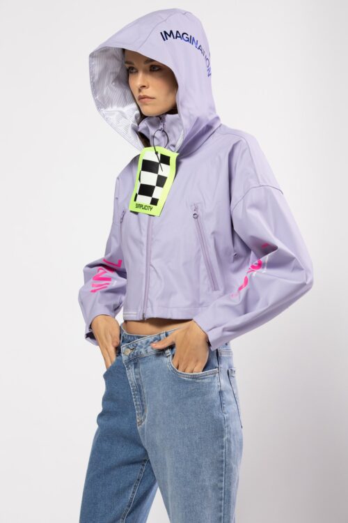 Purple Hooded Vinyl Jacket MINIMAL