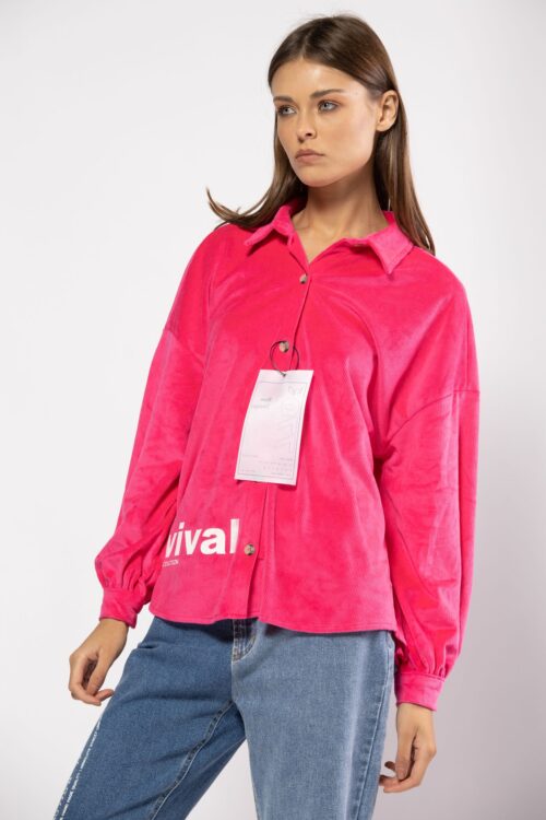 Pink Long Sleeves Wide Buttoned Top  REVIVAL