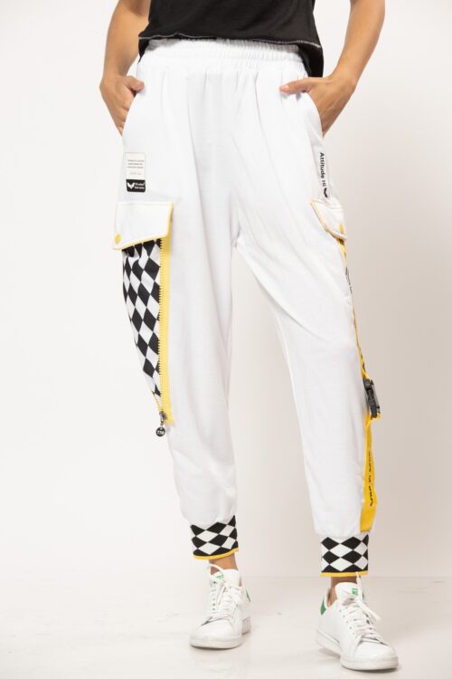 Designed White Jogger Cotton Pants  RACE